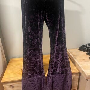 Elegant Purple Velvet Flare Pants